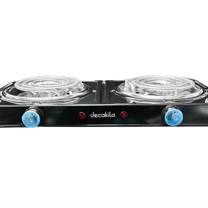 Parrilla eléctrica de 2 Resistencias con Regulador de Temperatura Negro Decakila KUCC002B (Caja con 8 Piezas)