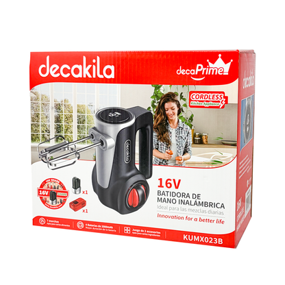 KUMX023B  Batidora de Mano 7 Velocidades Inalámbrica con Batería Recargable Negra Decakila  (Caja de 6 Piezas)