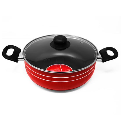 Budinera 24 Cm (3 L) Con Tapa De Vidrio Roja Lamex 6626-2 (Caja con 10 Piezas)