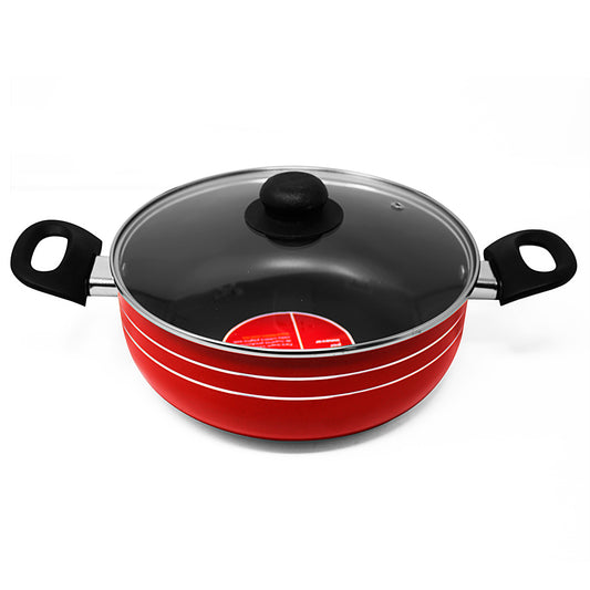 Budinera 24 Cm (3 L) Con Tapa De Vidrio Roja Lamex 6626-2 (Caja con 10 Piezas)