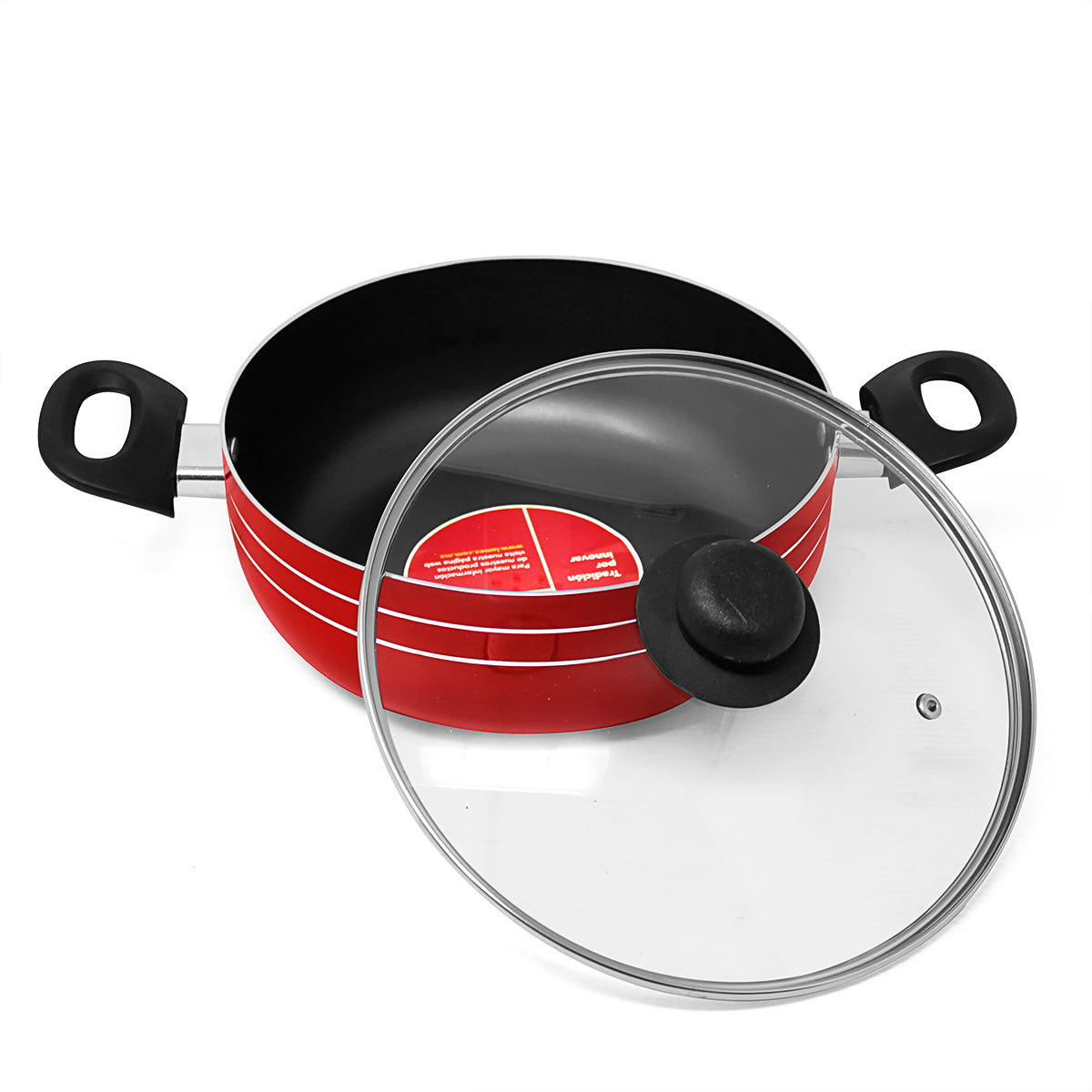 Budinera 24 Cm (3 L) Con Tapa De Vidrio Roja Lamex 6626-2 (Caja con 10 Piezas)