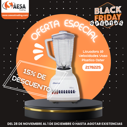 Licuadora 10 Velocidades Vaso Plastico Blanca Oster BLST4108 (2178225)