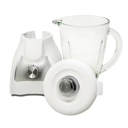 Licuadora 2 Velocidades + Pulso Vaso de Vidrio Blanco Decakila KUJB045W (Caja de 4 Piezas)