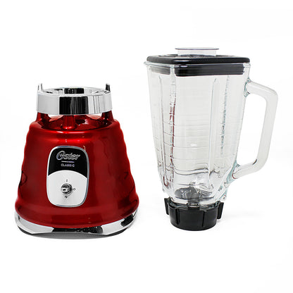 Licuadora 1 Velocidad + Pulso Vaso de Vidrio Roja Oster BLST4126-013 (2114101) (Paquete de 4 Piezas)