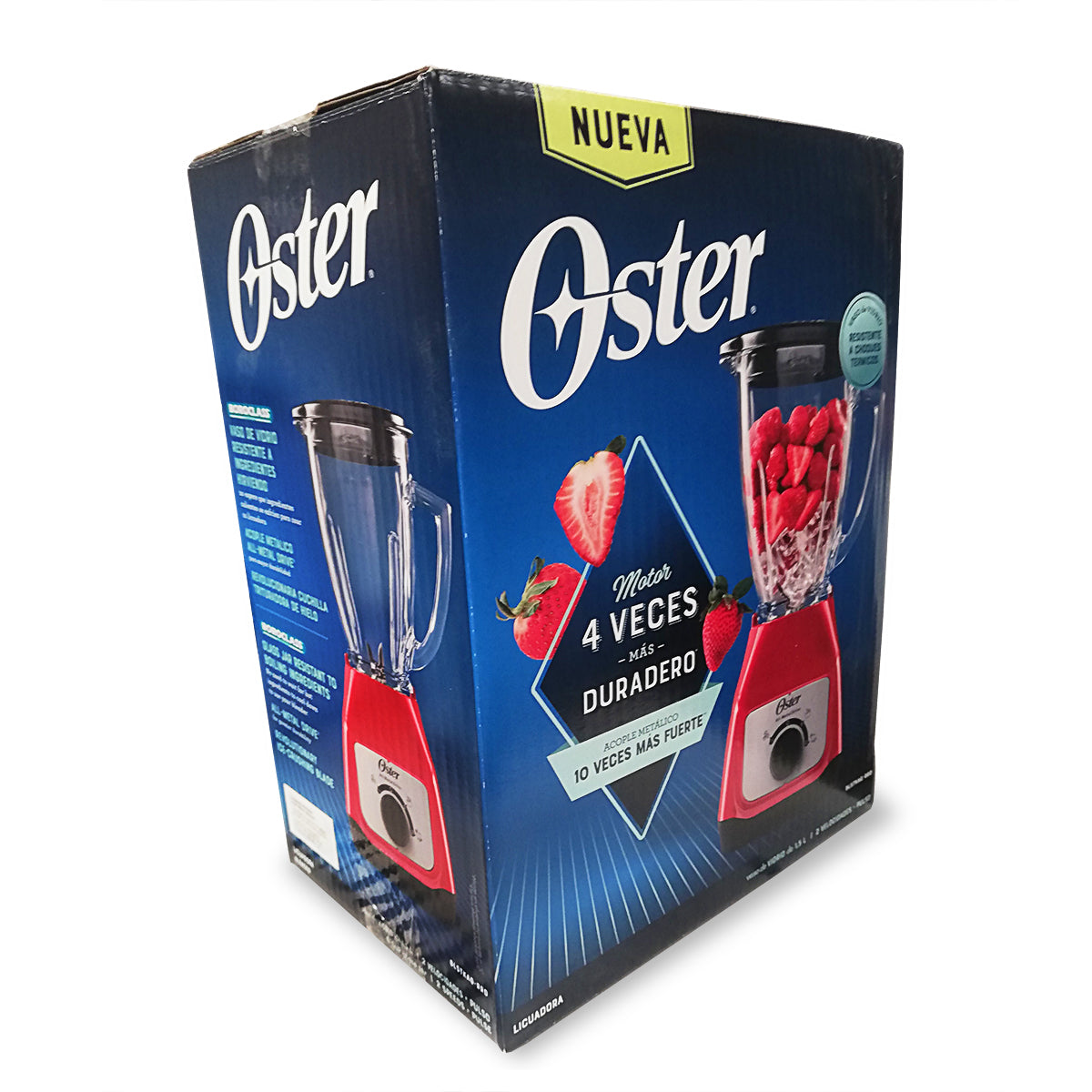 Licuadora 2 Velocidades + Pulso Vaso de Vidrio Oster Roja BLSTKAG-RRD-013 (2110250) (Paquete de 4 Piezas)