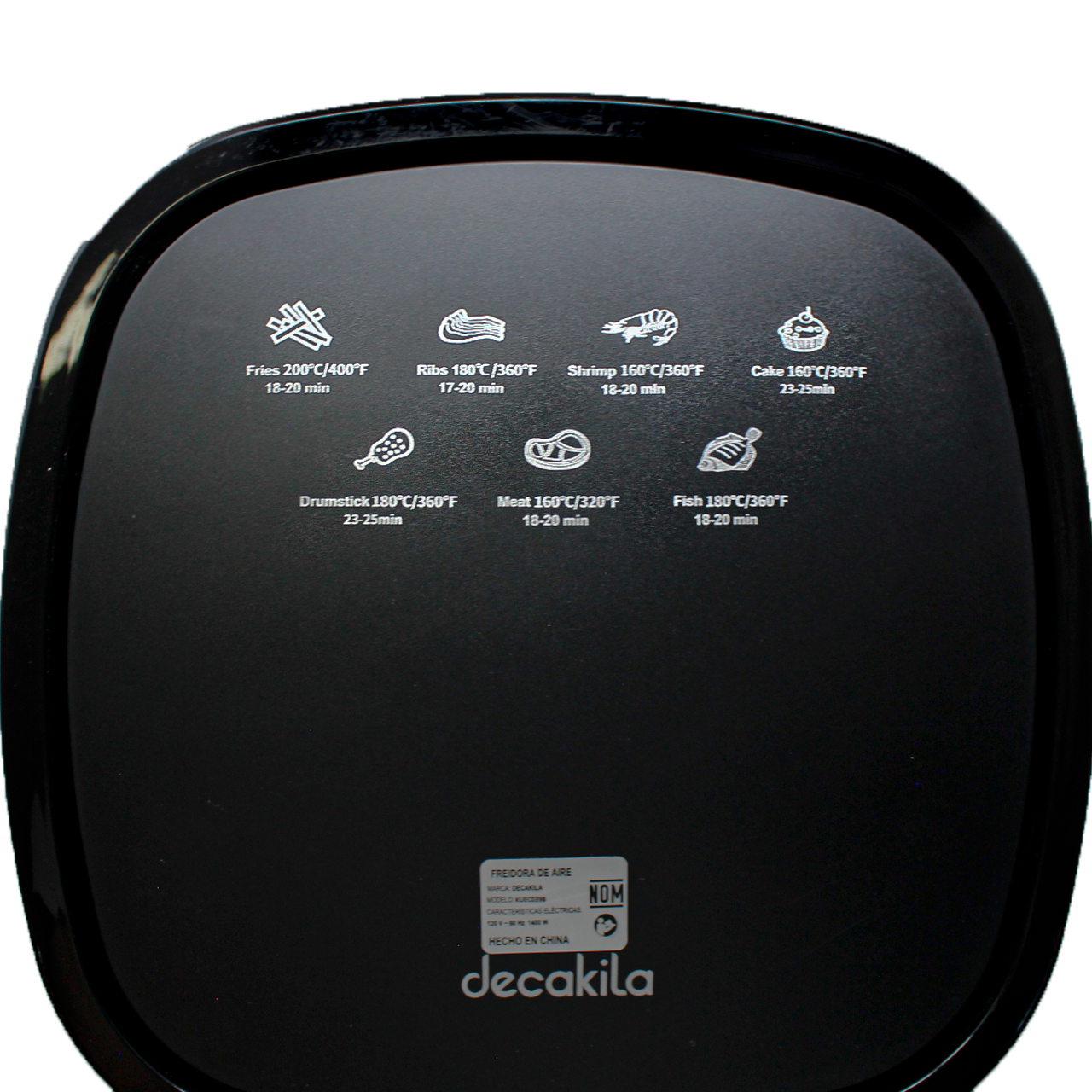 Freidora de Aire 4.5 L Panel Digital 1400 W Decakila KUEC039B