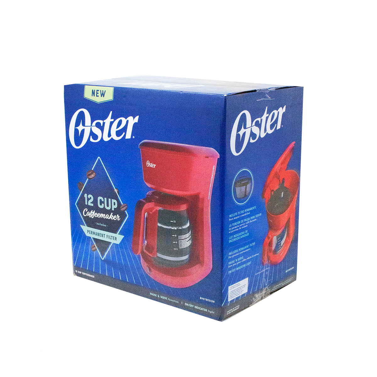 Cafetera 12 Tazas Filtro Permanente Rojo Oster BVSTDCS12B-013 (2118199) (Paquete de 2 Piezas)