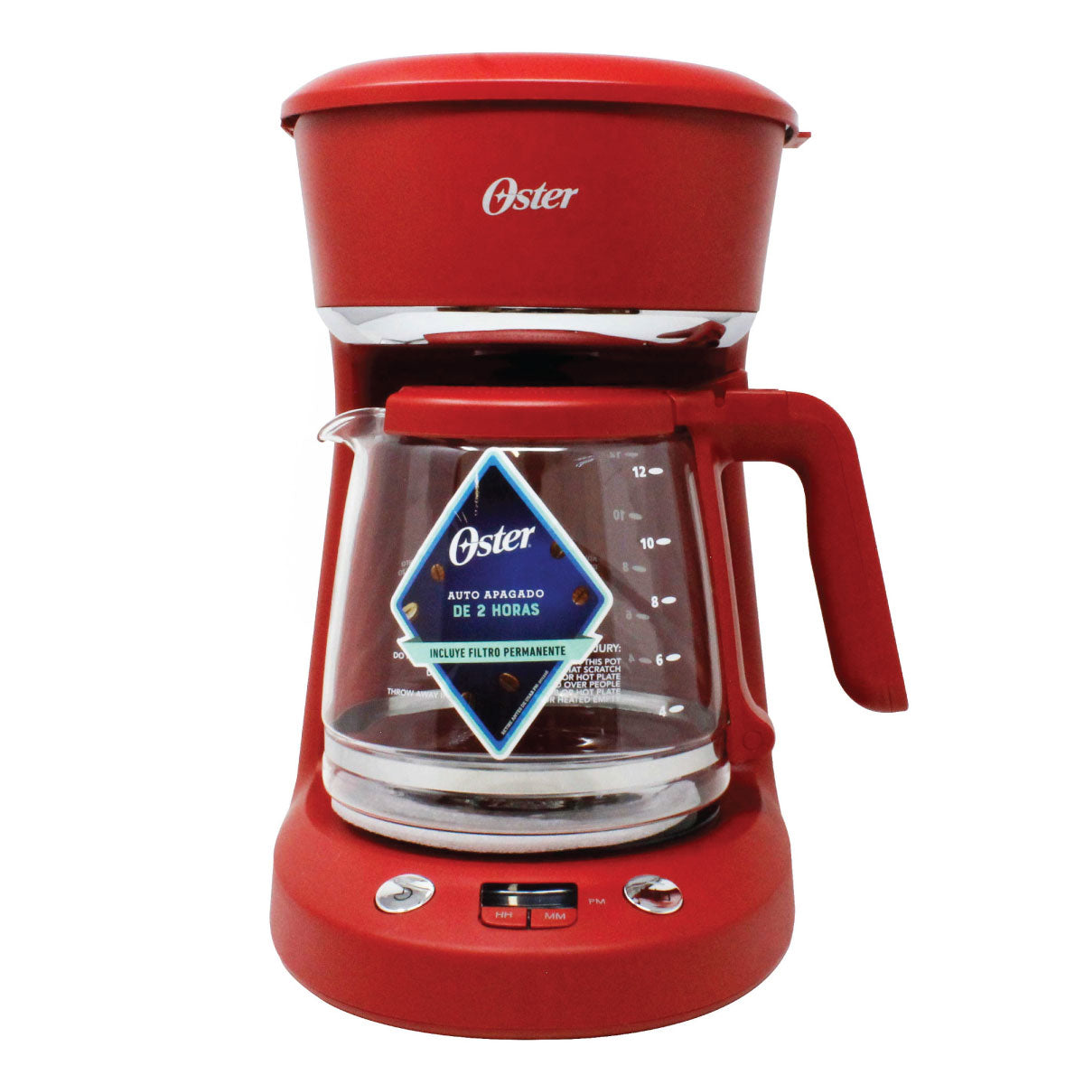 Cafetera Programable 12 Tazas Filtro Permanente Rojo Oster BVSTDCP12R-013 (2118214) (Paquete de 2 Piezas)