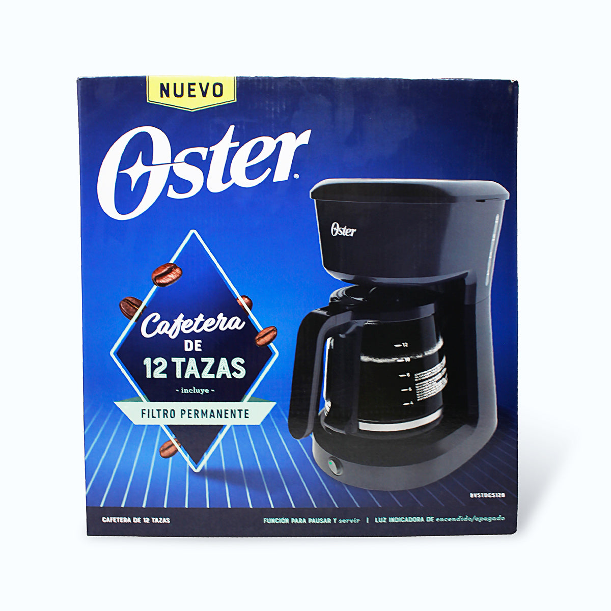 Cafetera 12 Tazas Filtro Permanente Negra Oster BVSTDCS12B-013 (2118216) (Paquete de 2 Piezas)