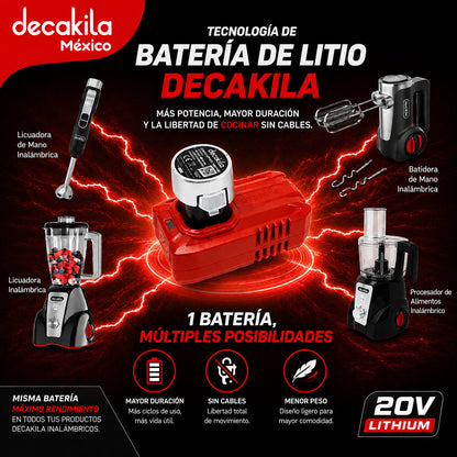 KMJB055B  Batidora de inmersión 5 en 1 con accesorios 2 velocidades Inalámbrica de Batería Negra Decakila  (Caja de 6 Piezas)
