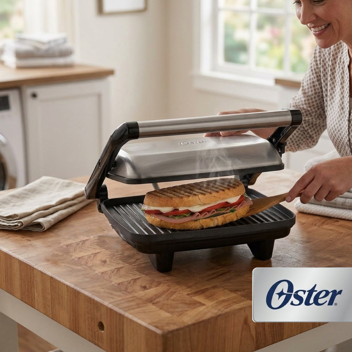 Parilla Para Panini Antiadherente Plata Oster Ckstpa2880-013