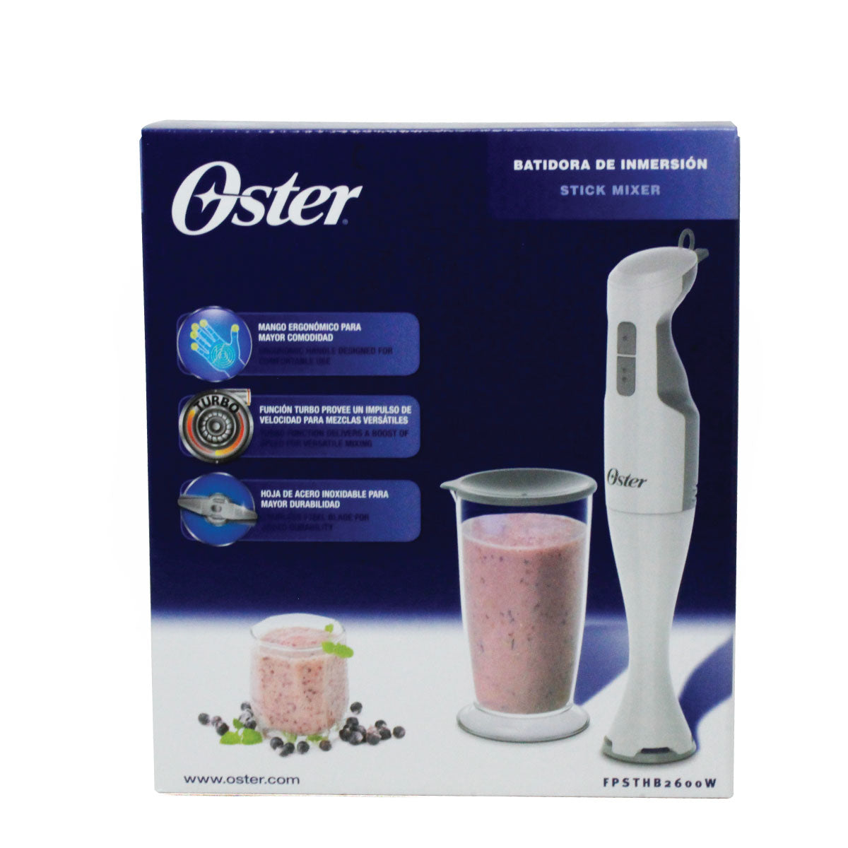 Batidora de Inmersión 2 Velocidades Blanca Oster FPSTHB2600W-013