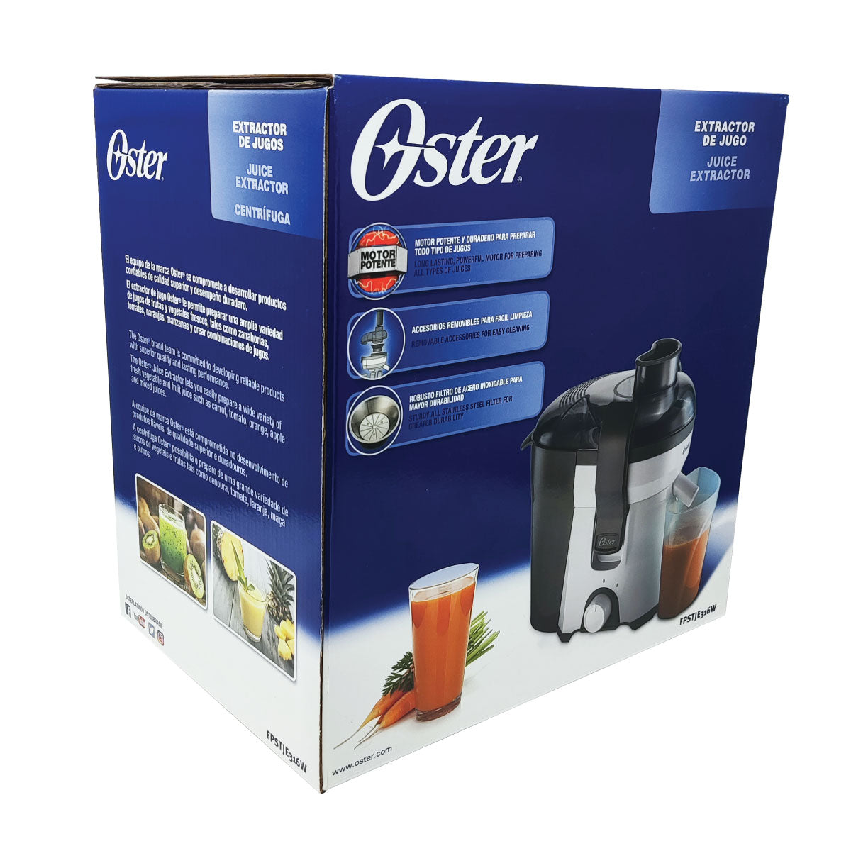 Extractor De Jugo Negro con Blanco Oster FPSTJE316W-013 (Paquete de 2 Piezas)