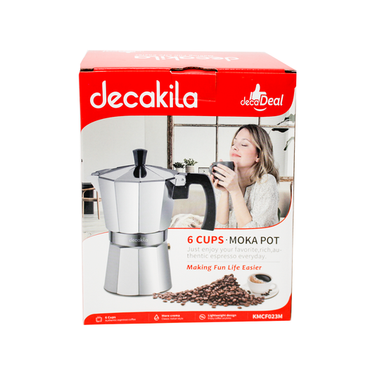 Cafetera de Expresso Moka 6 Tazas Aluminio Decakila KMCF023M (Caja con 24 Piezas)