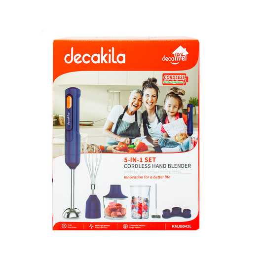 Batidora de Inmersion 5 en 1 Inalambrica Azul Decakila KMJB042L (Caja con 6 Piezas)