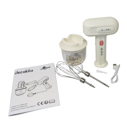 Batidora de Mano 3 Velocidades con Procesador Inalámbrica Blanca Decakila KMMX019E (Caja con 6 Piezas)