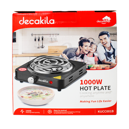 Parrilla eléctrica de Resistencia con Regulador de Temperatura Negro Decakila KUCC001B (Caja con 12 Piezas)