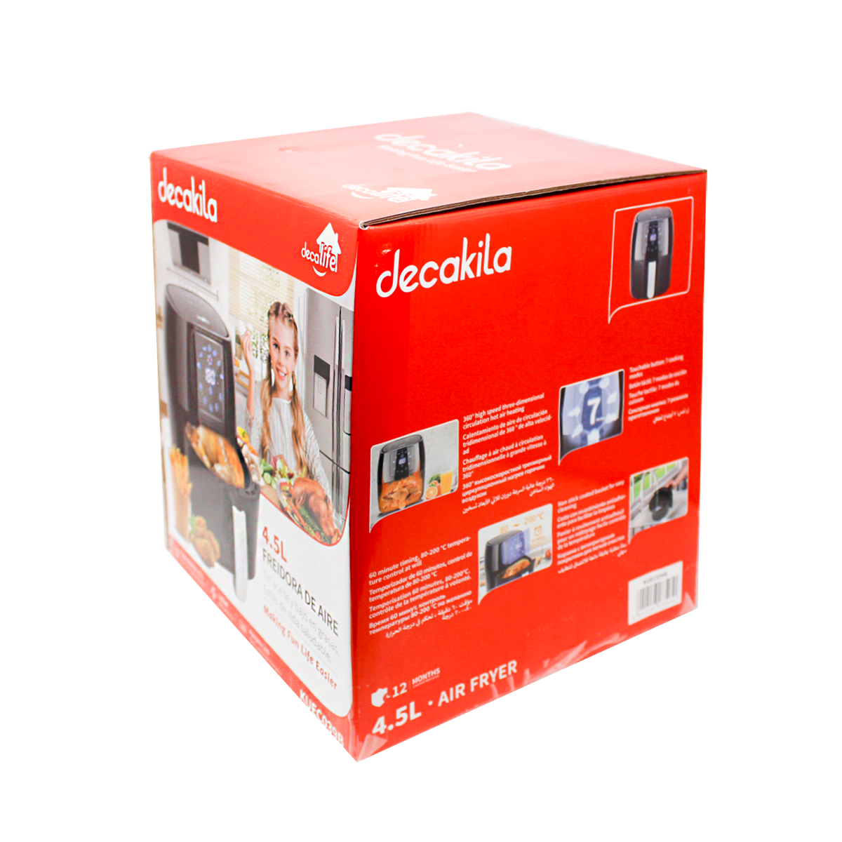 Freidora de Aire 4.5 L Air Fryer Panel Digital Negra Decakila KUEC039B