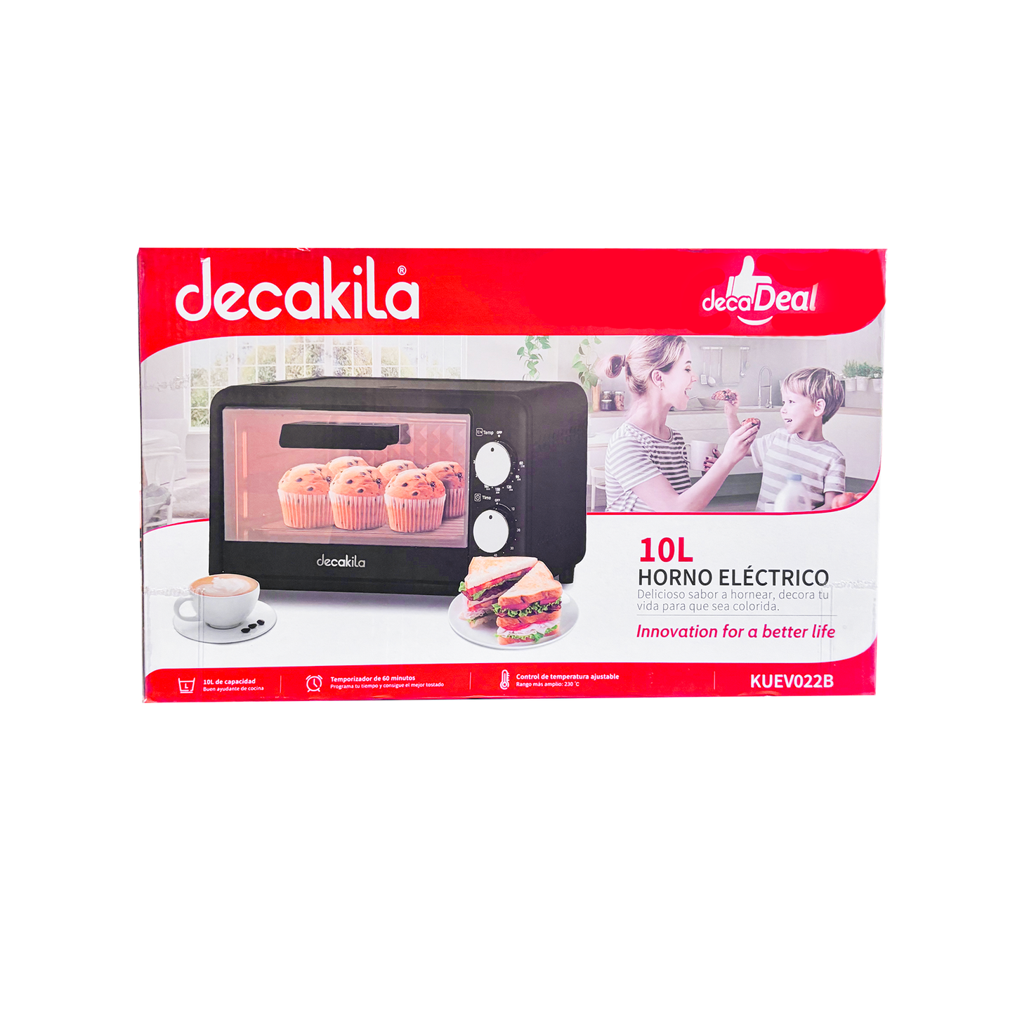 Horno Tostador Eléctrico 10 L Negro Decakila KUEV022B (Caja con 4 Piezas)