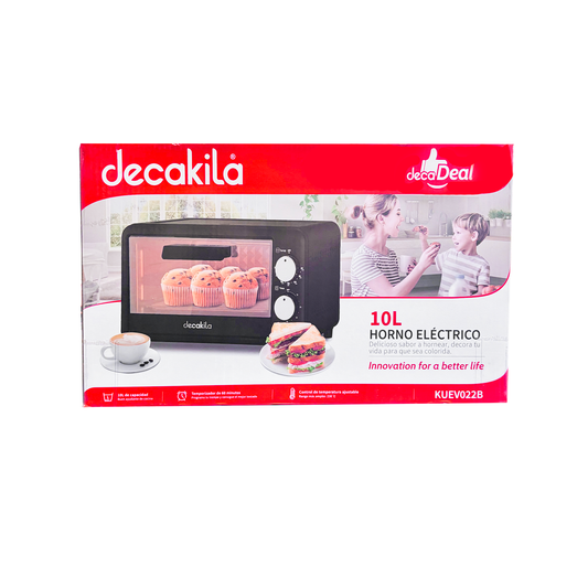Horno Tostador Eléctrico 10 L Negro Decakila KUEV022B (Caja con 4 Piezas)