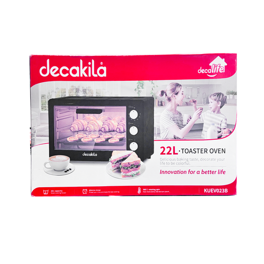 Horno Tostador Eléctrico 22 L Negro Decakila KUEV023B (Caja con 4 Piezas)