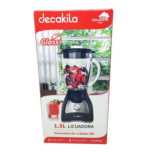 Licuadora 2 Velocidades Vaso Vidrio Azul Decakila KUJB045L (Caja con 4 piezas)