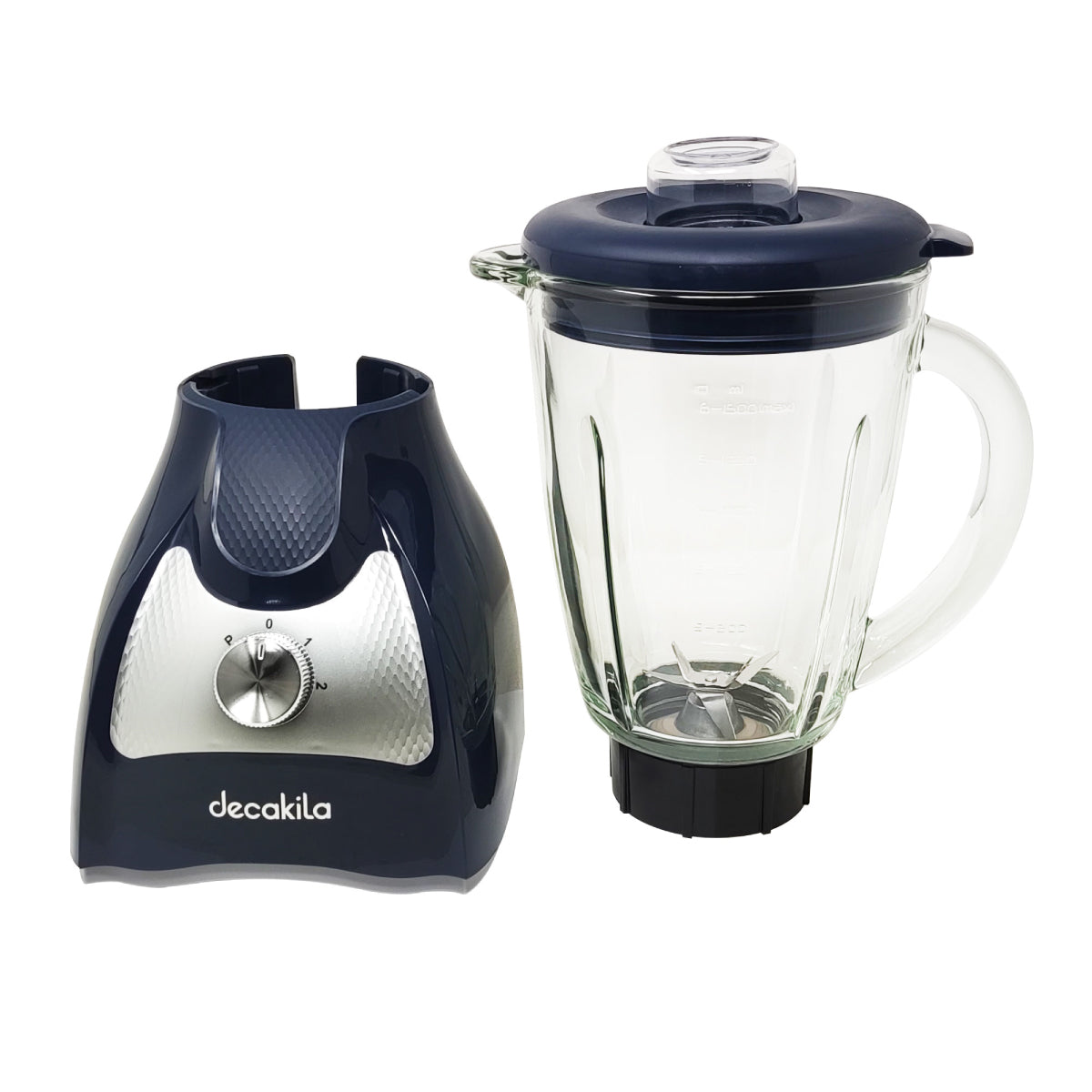 Licuadora 2 Velocidades Vaso Vidrio Azul Decakila KUJB045L (Caja con 4 piezas)