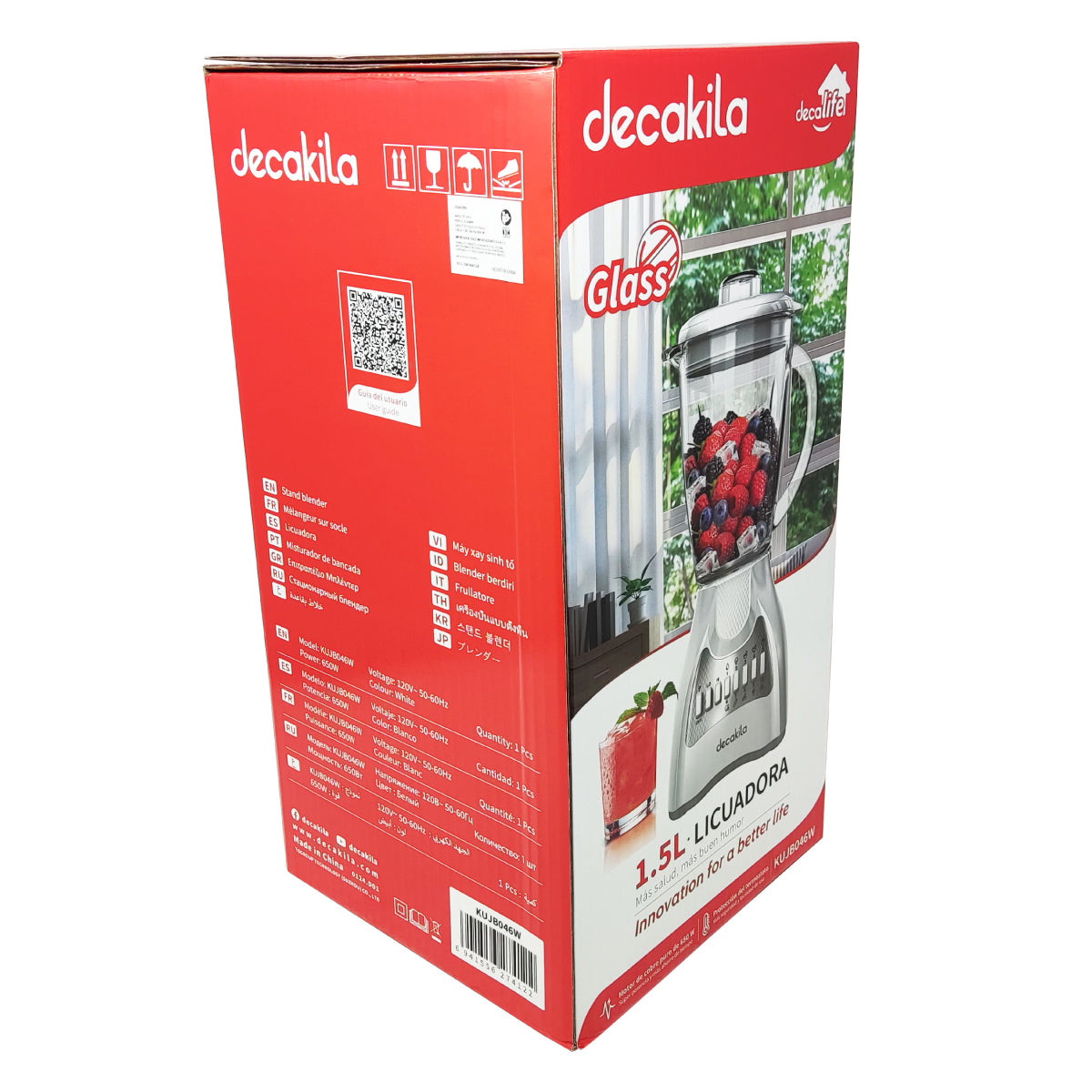 Licuadora 10 Velocidades Vaso Vidrio Blanca Decakila KUJB046W