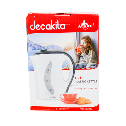 Hervidor Eléctrico 1.7 L 1100 W Blanco Decakila KUKT027W (Caja con 12 Piezas)