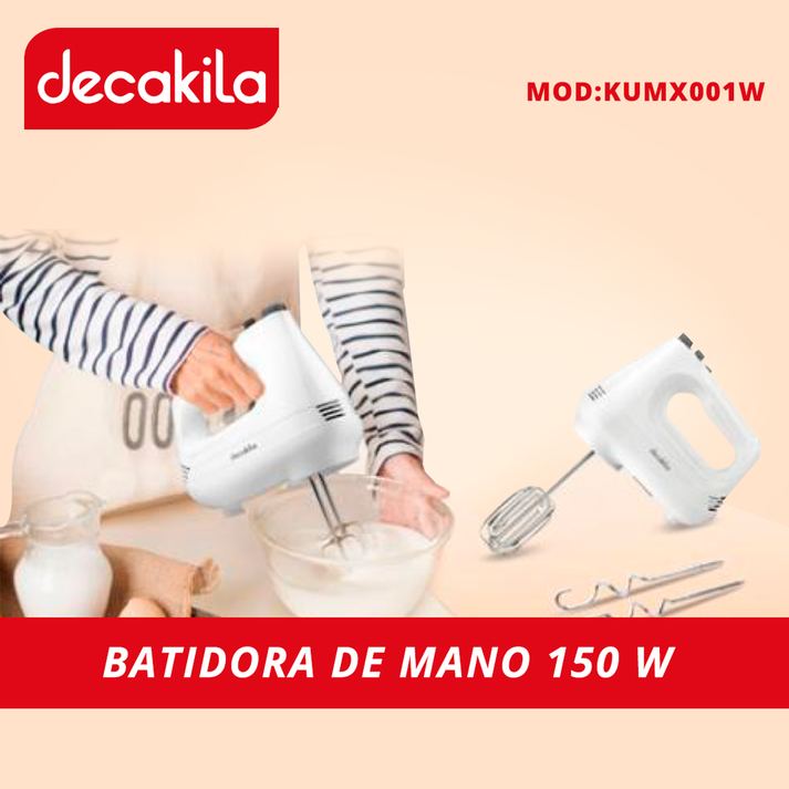 Batidora de Mano 6 Velocidades 150 W Blanca Decakila KUMX001W