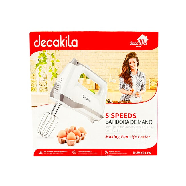 Batidora de Mano 5 Velocidades 200 W Blanca Decakila KUMX011W