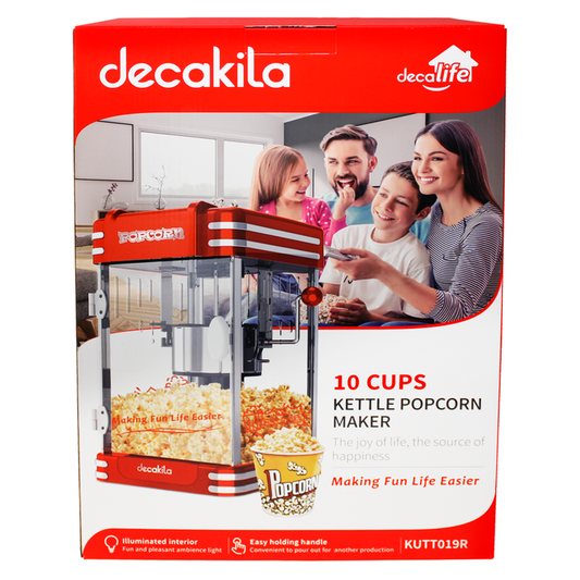 Máquina para Hacer Palomitas Tipo Cinema Roja Decakila KUTT019R (Caja con 2 Piezas)