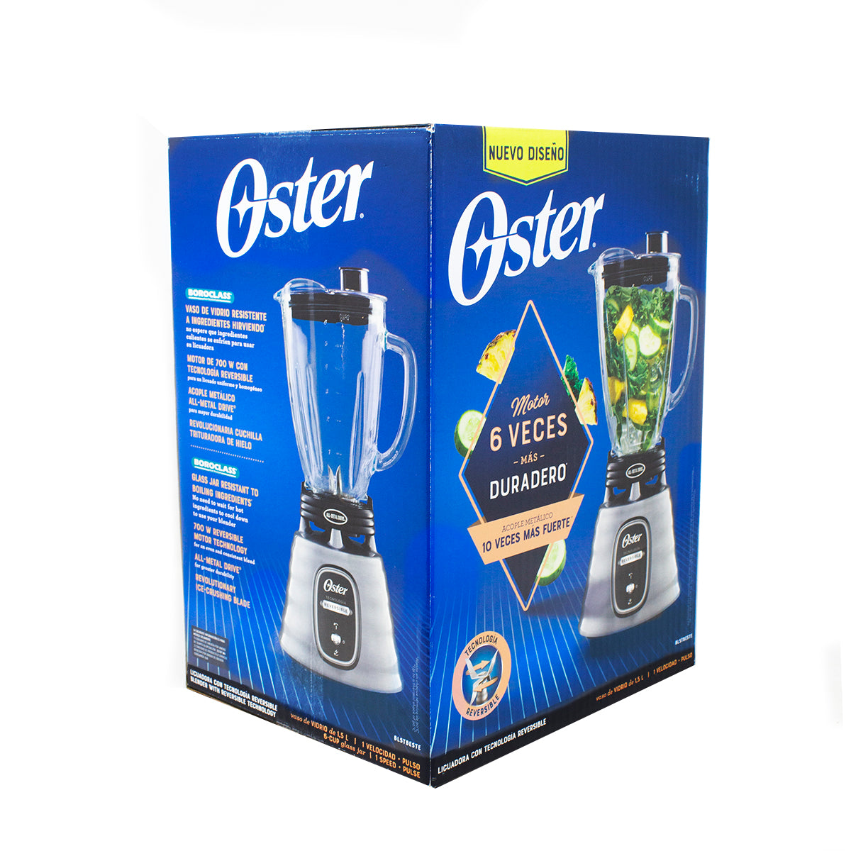 Licuadora 1 Velocidad + Pulso Vaso de Vidrio Reversible Oster BLSTBESTE (2114087) (Paquete de 4 Piezas)