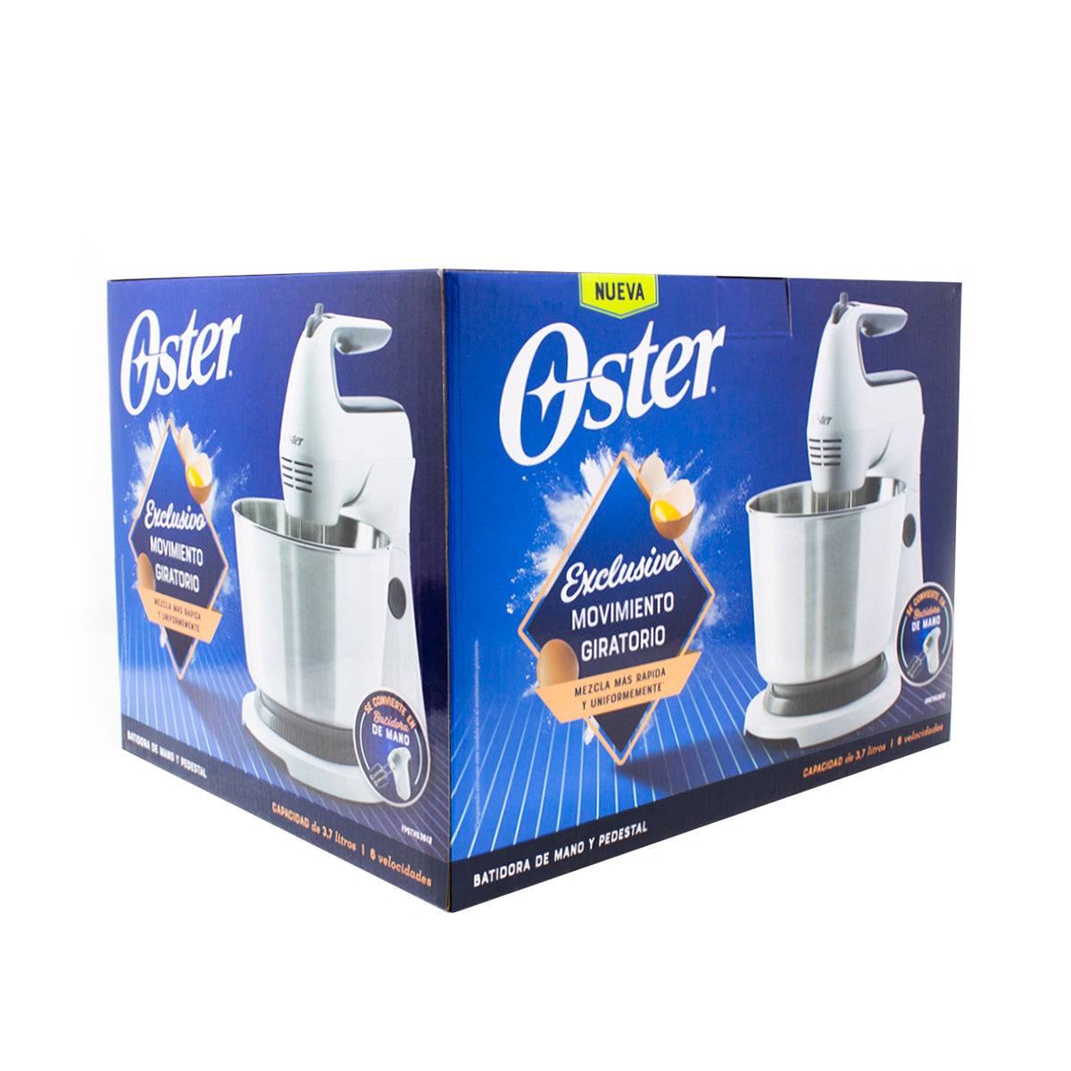 Batidora de Mano y Pedestal 6 Velocidades Tazón de Acero Inoxidable Blanca Oster FPSTHS3612 (Paquete de 2 Piezas)