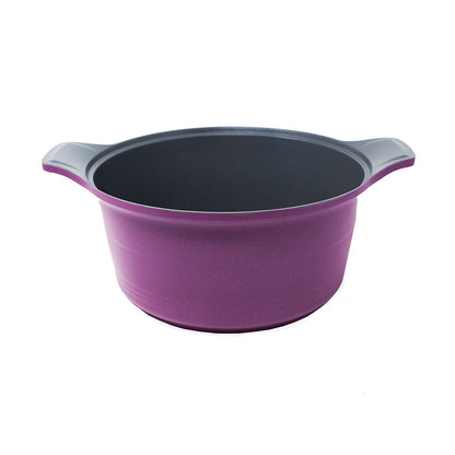 Olla 24 cm Aluminio Fundido con Tapa de Vidrio  Morada Lamex Cinco 6836-5