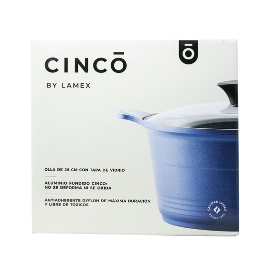 Olla 28 cm Aluminio Fundido Cinco Azul Lamex 28 Cm 6837-2 (Caja con 6 Piezas)
