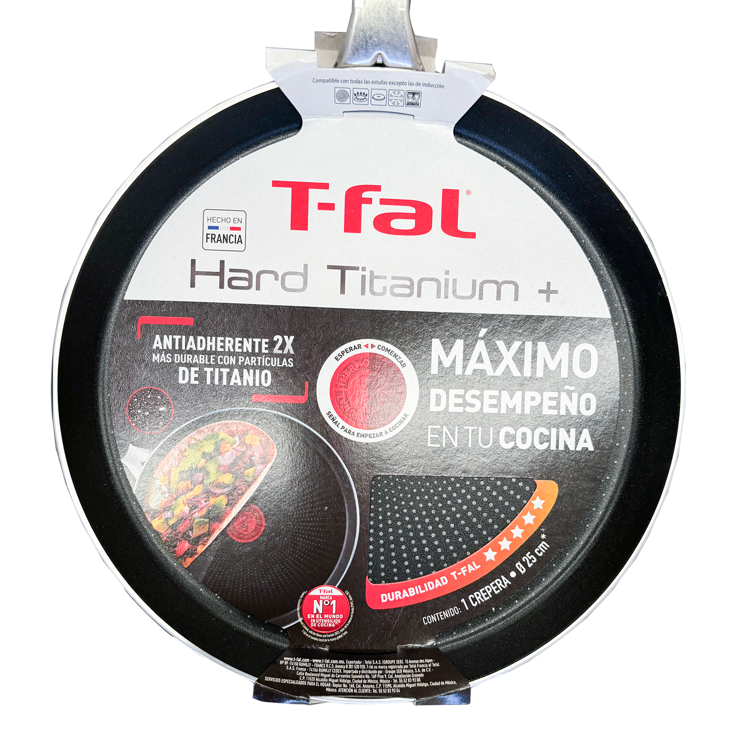 Crepera 25 cm Antiadherente Hard Titanium+ Negro T-Fal C3821082 (Caja de 10 Piezas)