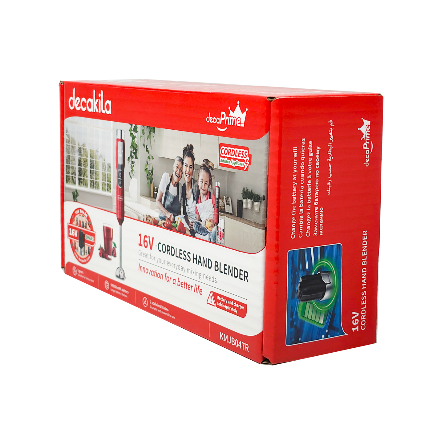 Batidora de Inmersión Inalámbrica de Batería 5 Velocidades Rojo Decakila KMJB047R (Caja de 15 Piezas)