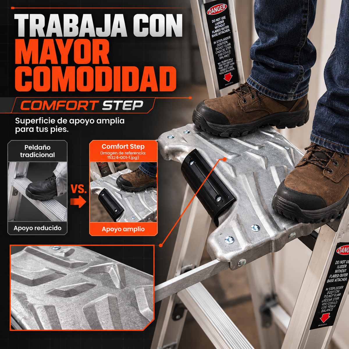 Little Giant SmartStep Escalera de Aluminio Ajustable (4 (1.22 m)–6 (1.83 m) Pies, Tipo IA)