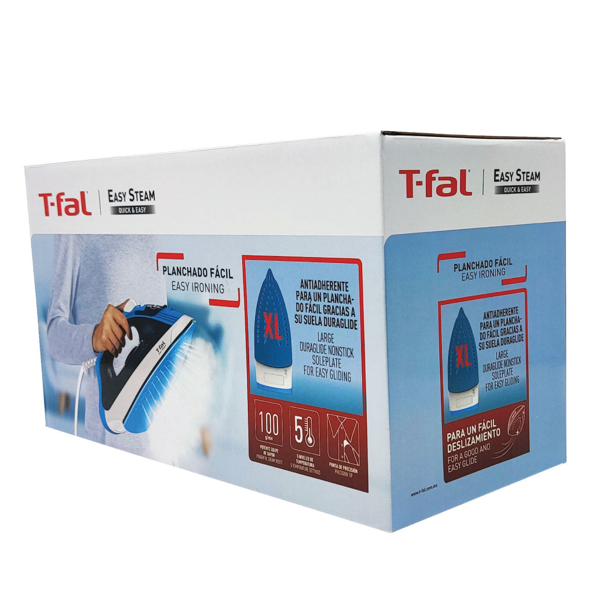 Plancha De Vapor Cerámica Easy Steam Azul T Fal Fv1940x0