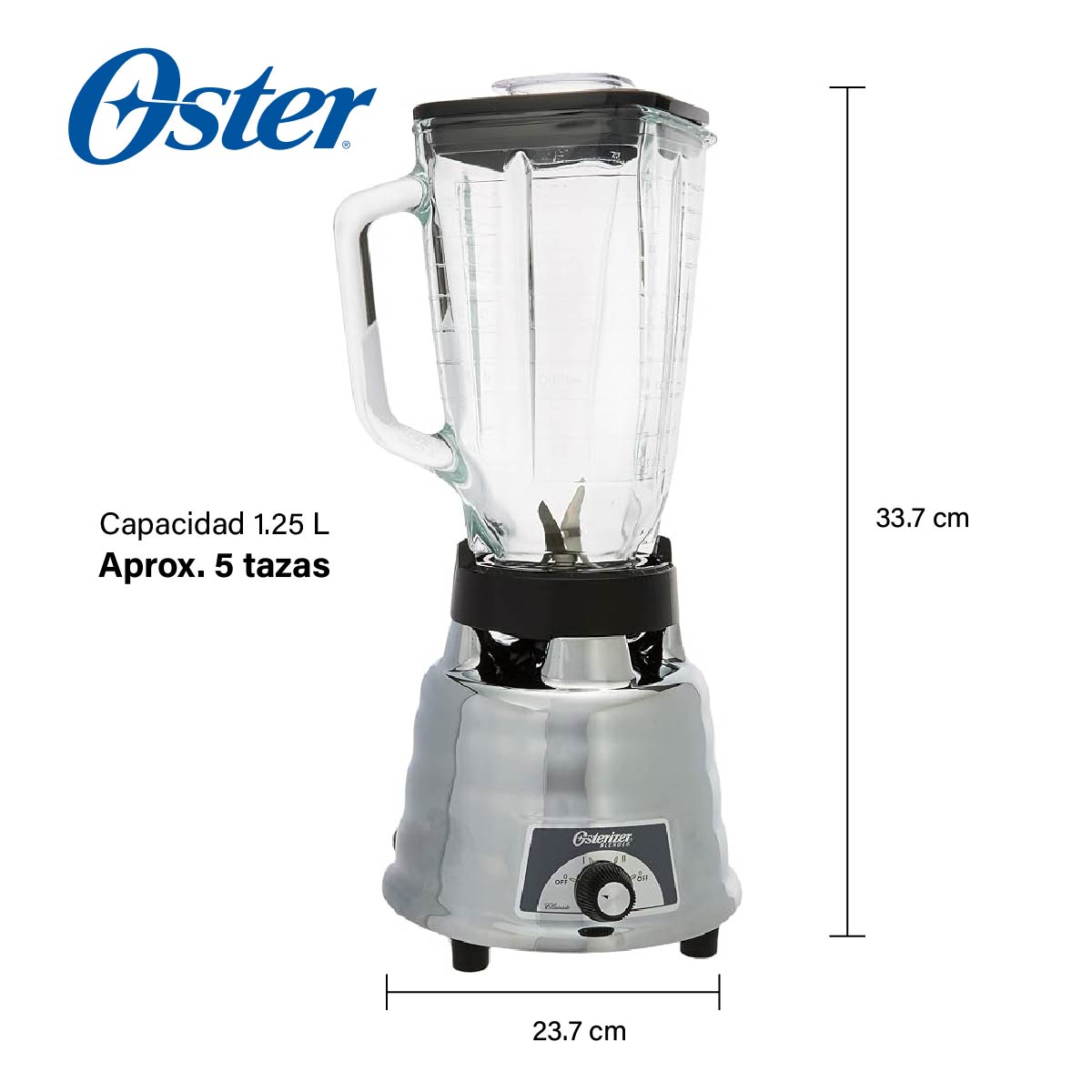 Licuadora 2 Velocidades Vaso Vidrio Metálica Oster 450-20