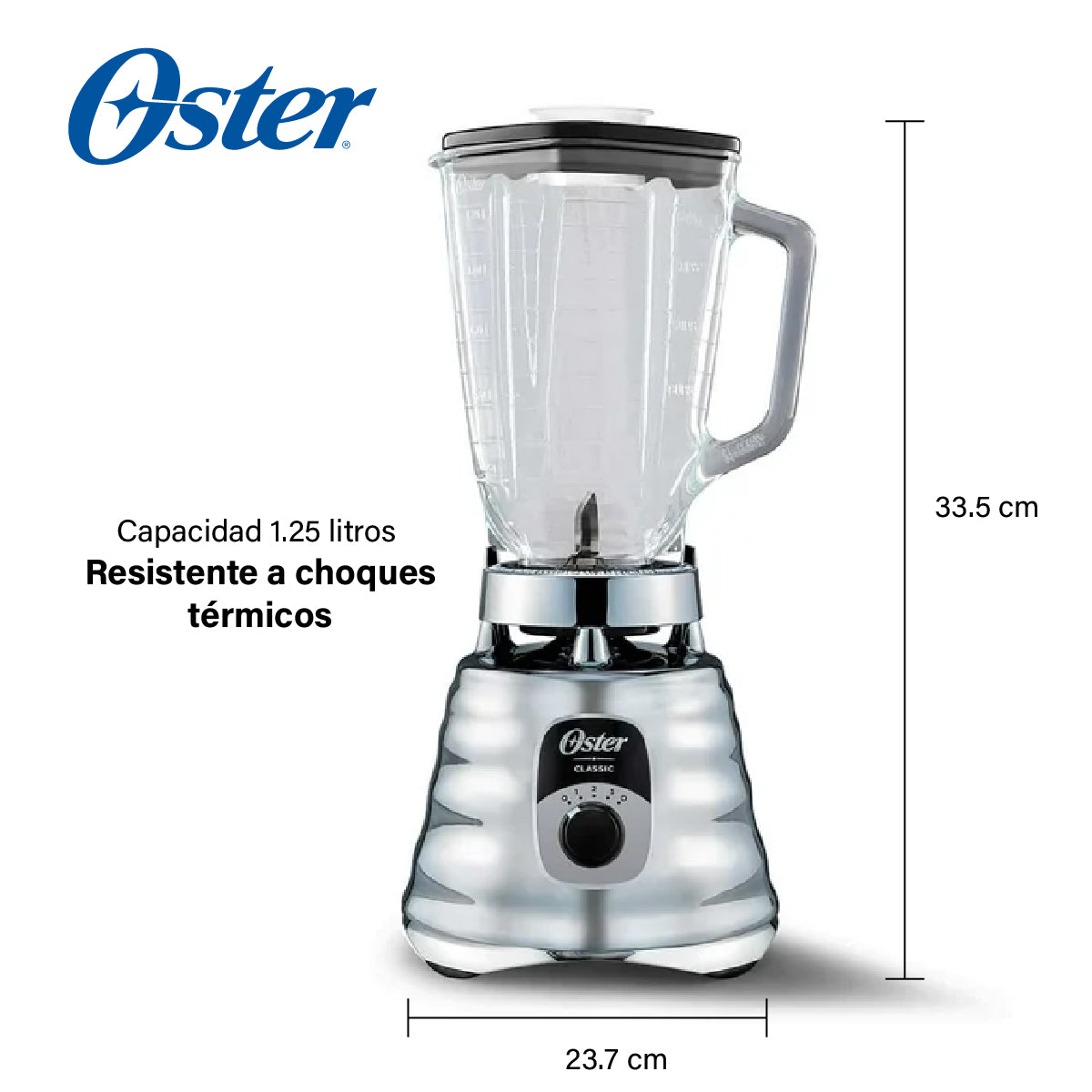 Licuadora 3 Velocidades Vaso Vidrio Clásica Cromo Oster BLST4655 (2114081)