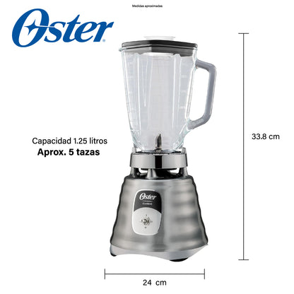 Licuadora 1 Velocidad + Pulso Vaso de Vidrio Clásica Cromo Oster BLST4127 (2114112).