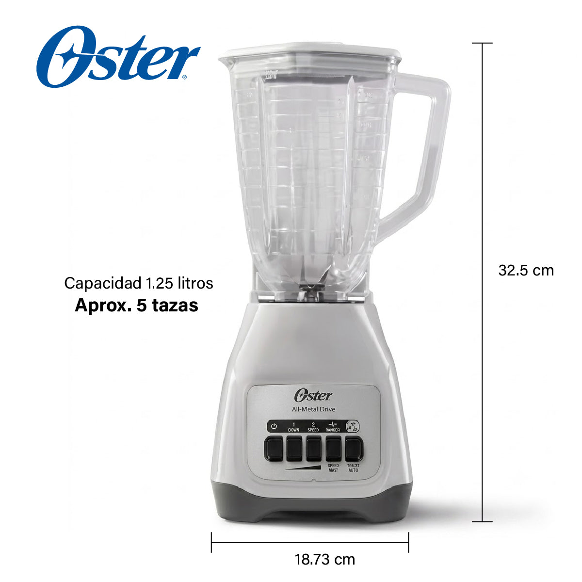 Licuadora 2 Velocidades + 2 Pulso Vaso de Plastico Blanca Oster BLSTKAP-WPB-013 (2110672)