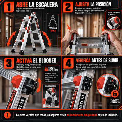Little Giant Multi Escalera Multiposición de Aluminio [13' / 4.34 m] Tipo IA 300 lb