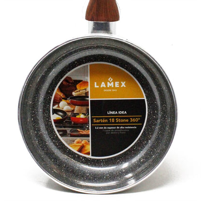 Sartén 18 cm Antiadherente Stone 360° Mango Tipo Madera Lamex 6644-6