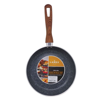 Sartén 24 Cm Antiadherente Stone Mango Madera Lamex 6645-3