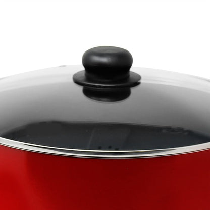 Olla 32 cm (11.6 L) con Antiadherente y Tapa Vidrio Roja Lamex 6669-9