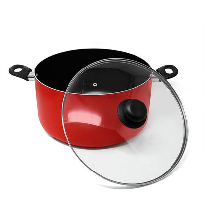 Olla 32 cm (11.6 L) con Antiadherente y Tapa Vidrio Roja Lamex 6669-9