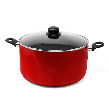 Olla 32 cm (11.6 L) con Antiadherente y Tapa Vidrio Roja Lamex 6669-9